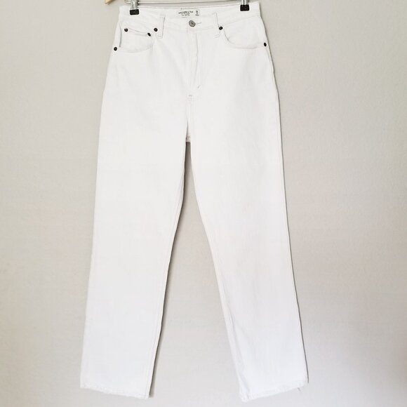 Abercrombie & Fitch Women's White Straight Leg Jeans - Picture 6 of 16